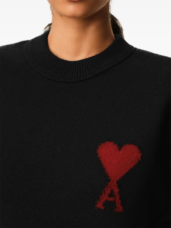 AMI Paris Ami De Coeur クルーネックセーター | ブラック | FARFETCH JP