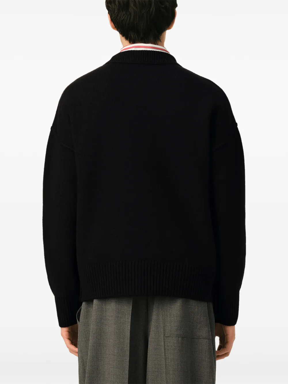 ami paris ブラック AMI DE COEUR クルーネック セーター AMI Paris Ami De Coeur クルーネック ウールセーター | ブラック