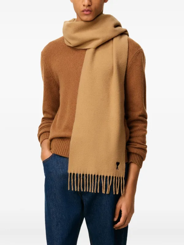AMI Paris Ami De Coeur ウールスカーフ | ブラウン | FARFETCH JP
