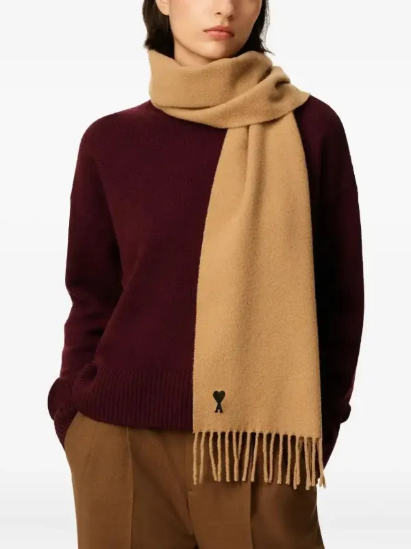 AMI Paris Ami De Coeur ウールスカーフ | ブラウン | FARFETCH JP