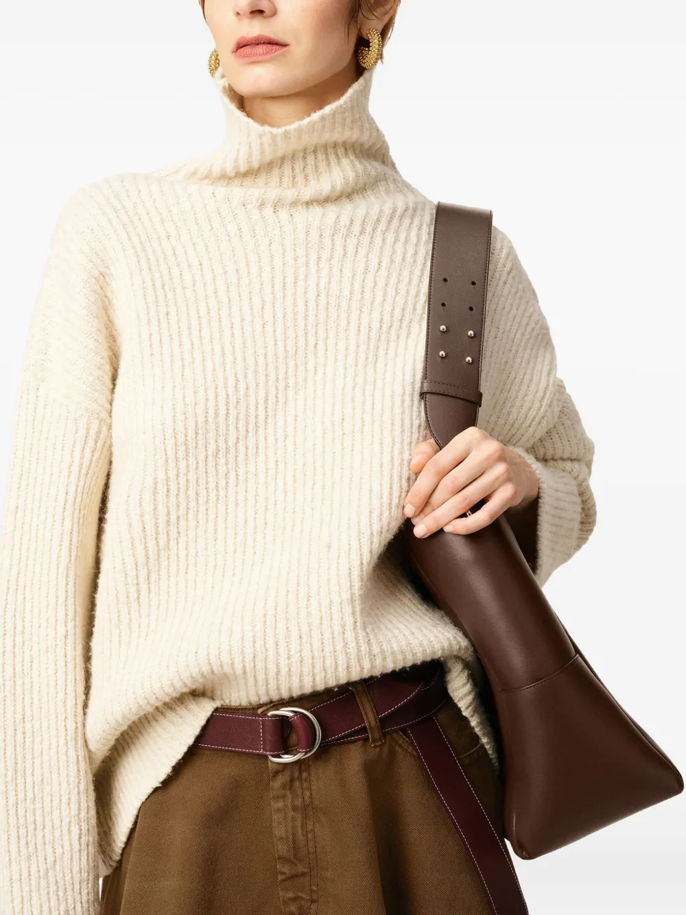 Ami Alexandre Mattiussi Brown Smooth Leather Carrousel Bucket Bag Brown In Brown