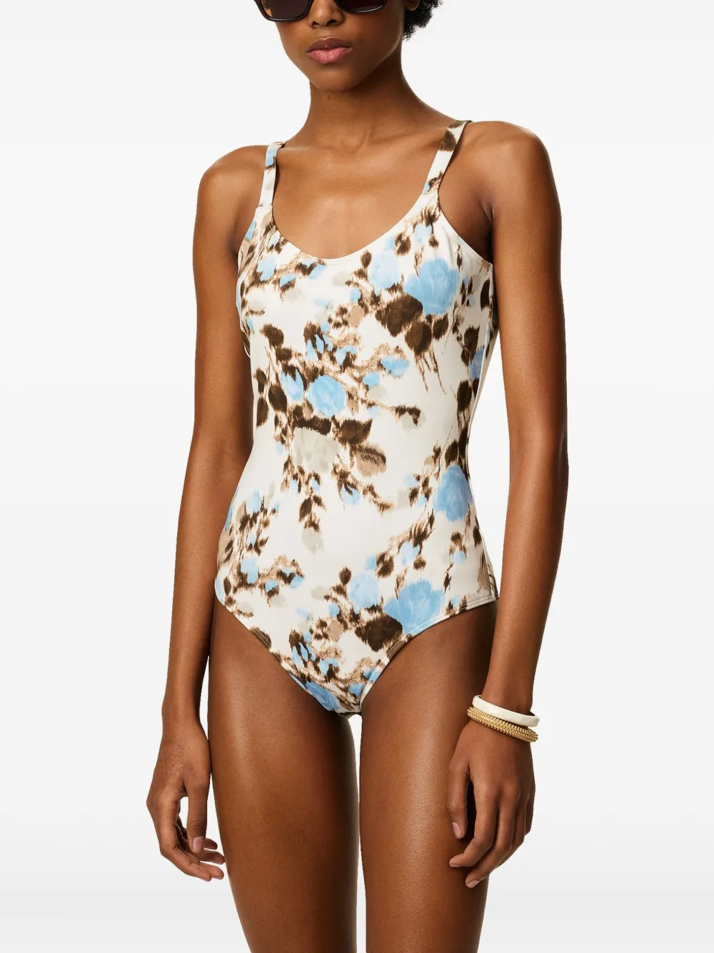 AMI Paris Badpak met bloemenprint Beige