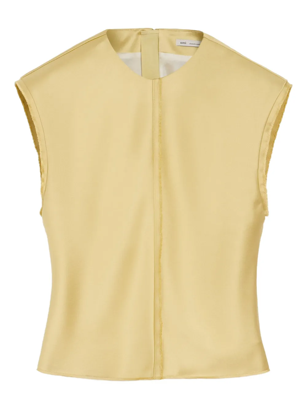 AMI Paris Mouwloze top met gerafelde rand Groen
