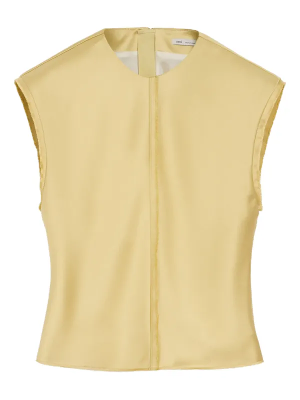Ami Paris Raw-edge Sleeveless Top in Green
