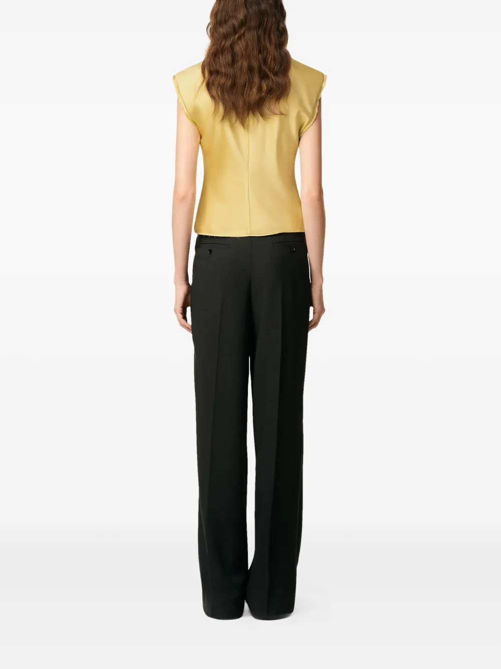 AMI Paris Mouwloze top met gerafelde rand Groen