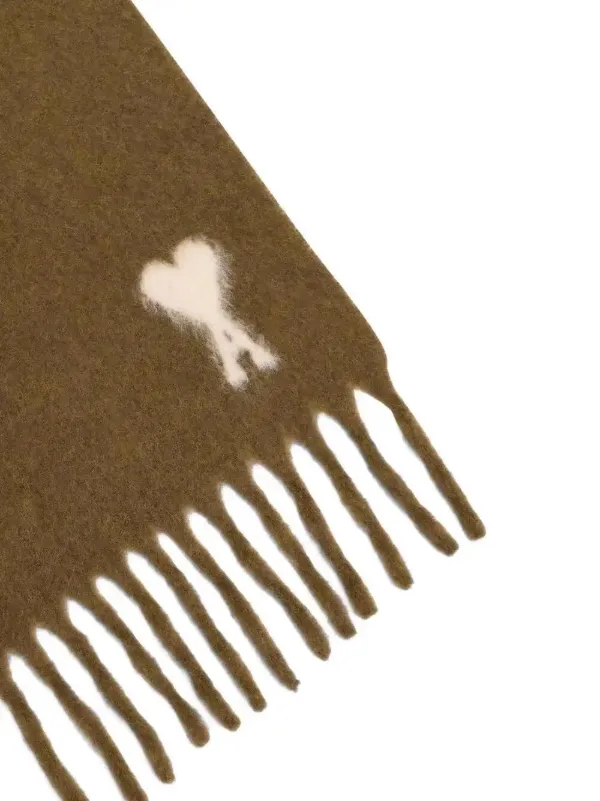 AMI Paris Off Ami De Coeur Scarf | Brown | FARFETCH