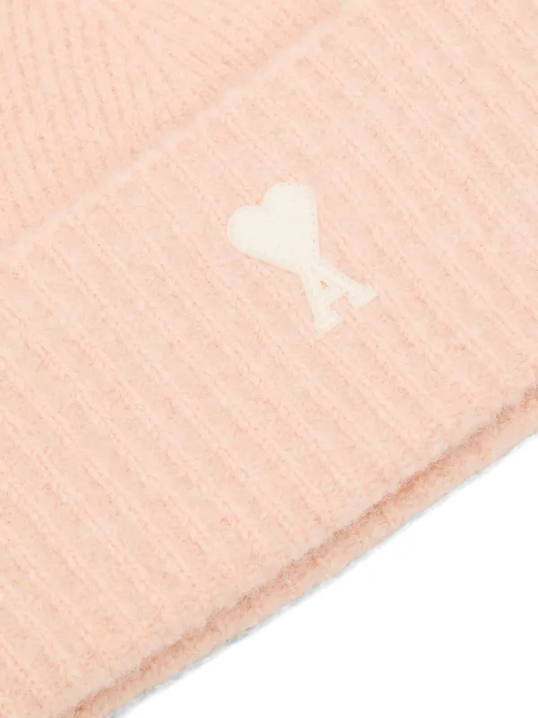 AMI Paris heart-logo Beanie | Pink | FARFETCH NO