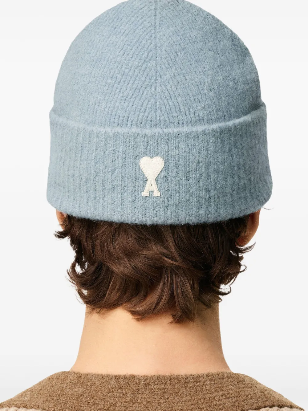 AMI Paris Striped Ami De Coeur Beanie | Blue | FARFETCH