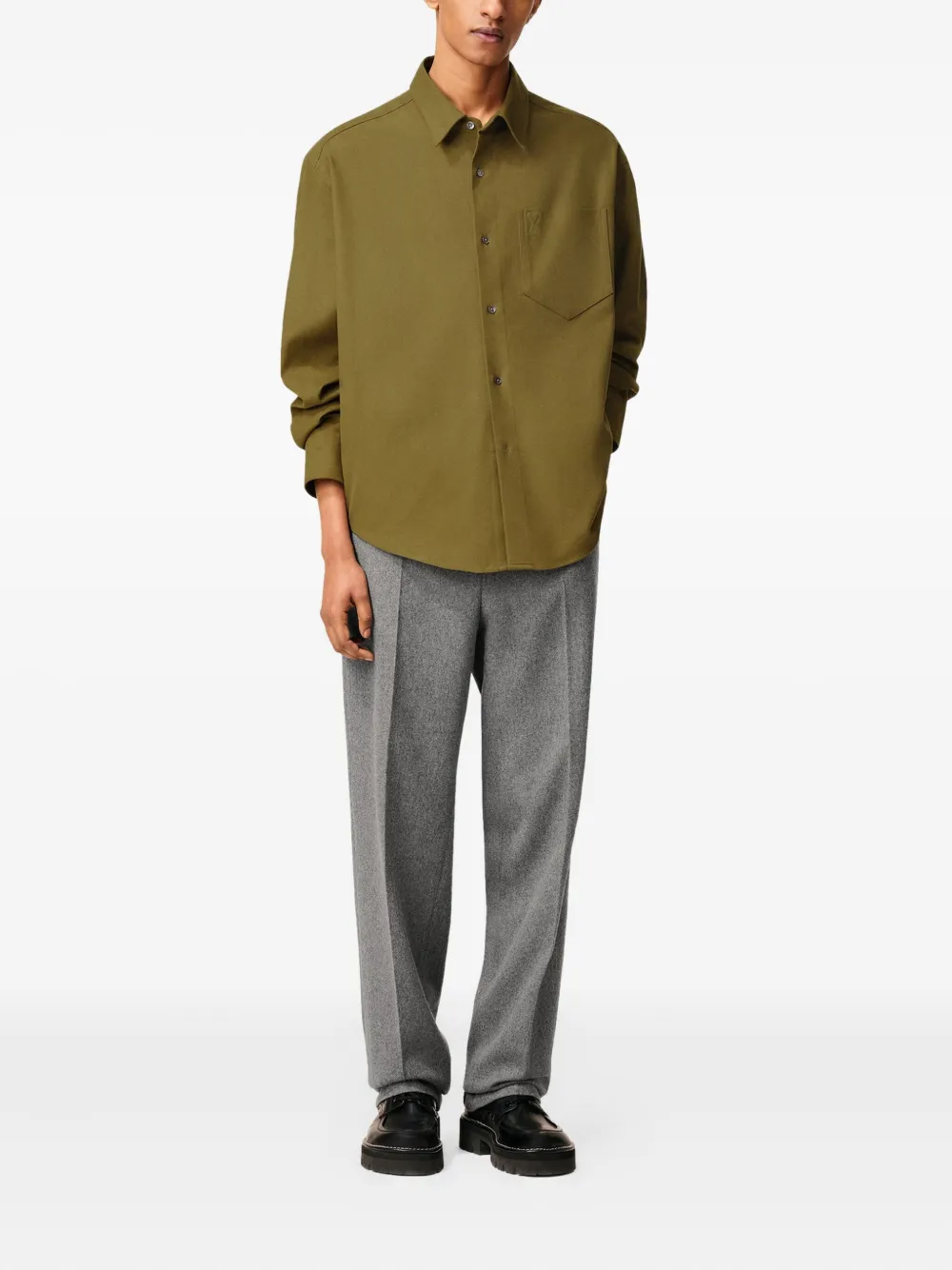 AMI Paris Shirt met hart-reliëf Groen