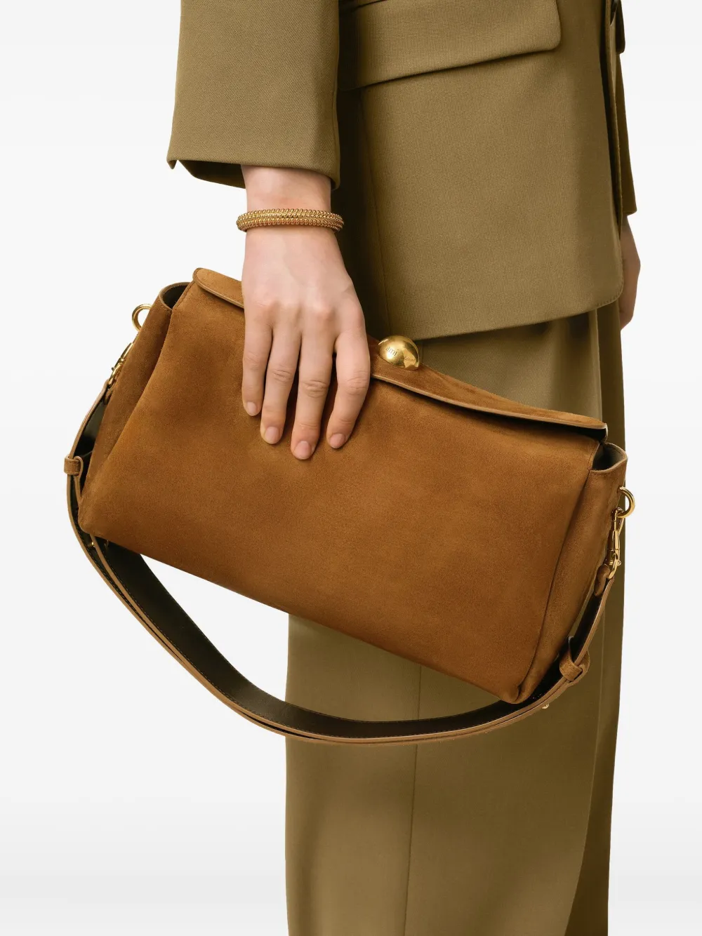 Ami Alexandre Mattiussi Brown Suede Leather Carrousel Medium Bag Brown In Brown
