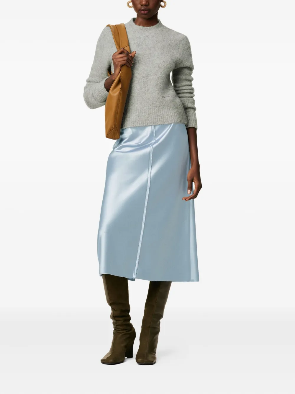 AMI Paris Midi-rok met gerafelde rand - Blauw