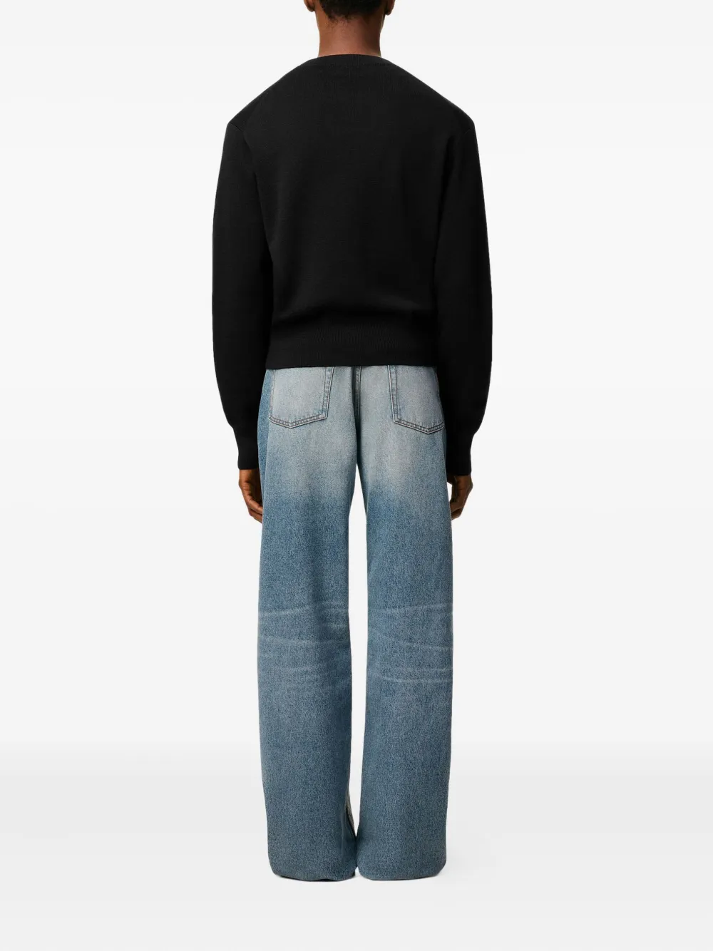 AMI Paris Ami de Coeur-embroidered merino sweater 009 BLACK RED