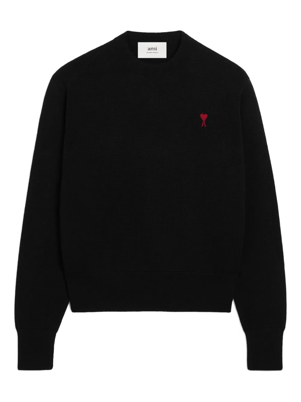 AMI Paris Ami de Coeur-embroidered merino sweater 009 BLACK RED