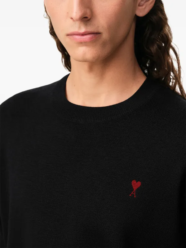 AMI Paris Ami De Coeur クルーネックセーター | ブラック | FARFETCH JP