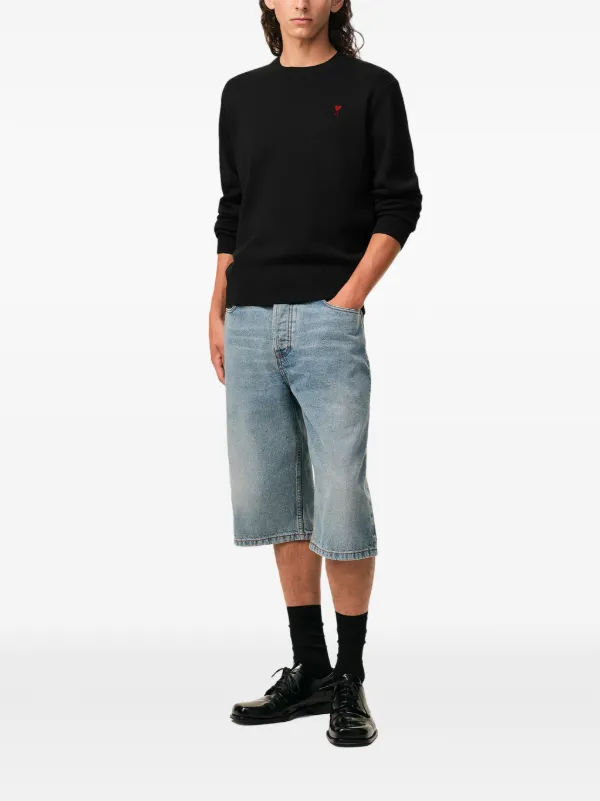 AMI Paris Ami De Coeur クルーネックセーター | ブラック | FARFETCH JP