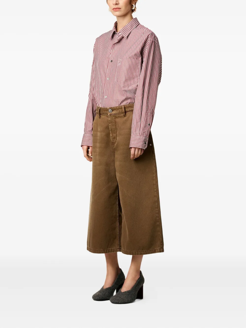 Ami Alexandre Mattiussi Casual Denim Bermuda Shorts Featuring Pockets In Brown