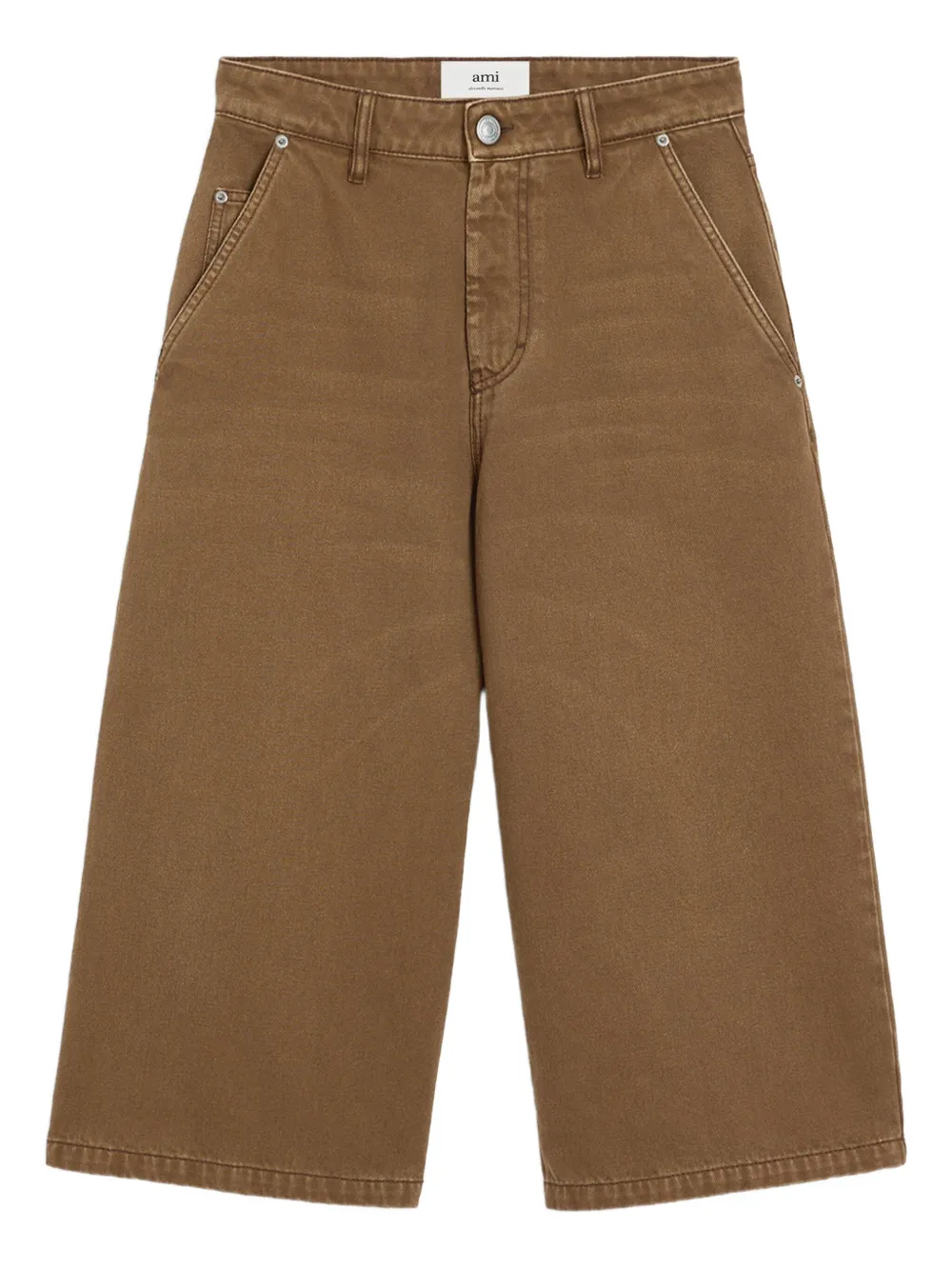 Ami Alexandre Mattiussi Casual Denim Bermuda Shorts Featuring Pockets In Brown