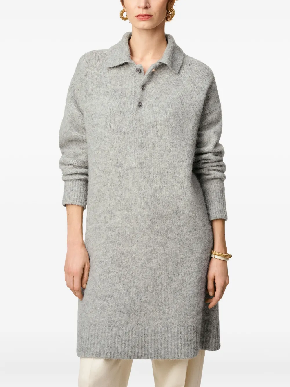AMI Paris Jurk met polokraag Grijs