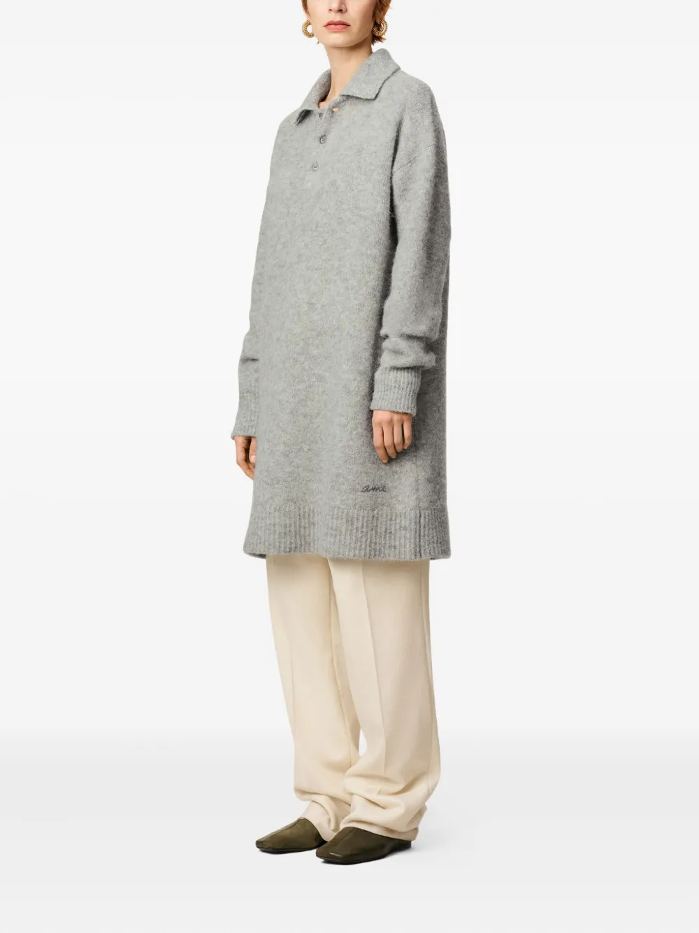 AMI Paris Jurk met polokraag Grijs
