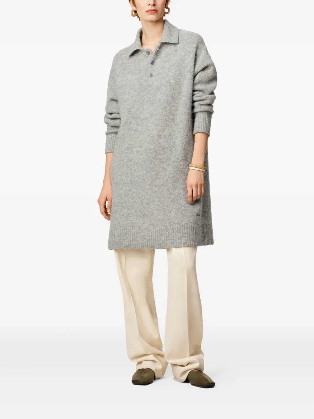 AMI Paris Jurk met polokraag Grijs