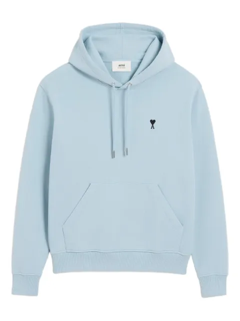 AMI Paris Blue Cotton Contrasted Ami De Coeur Hoodie