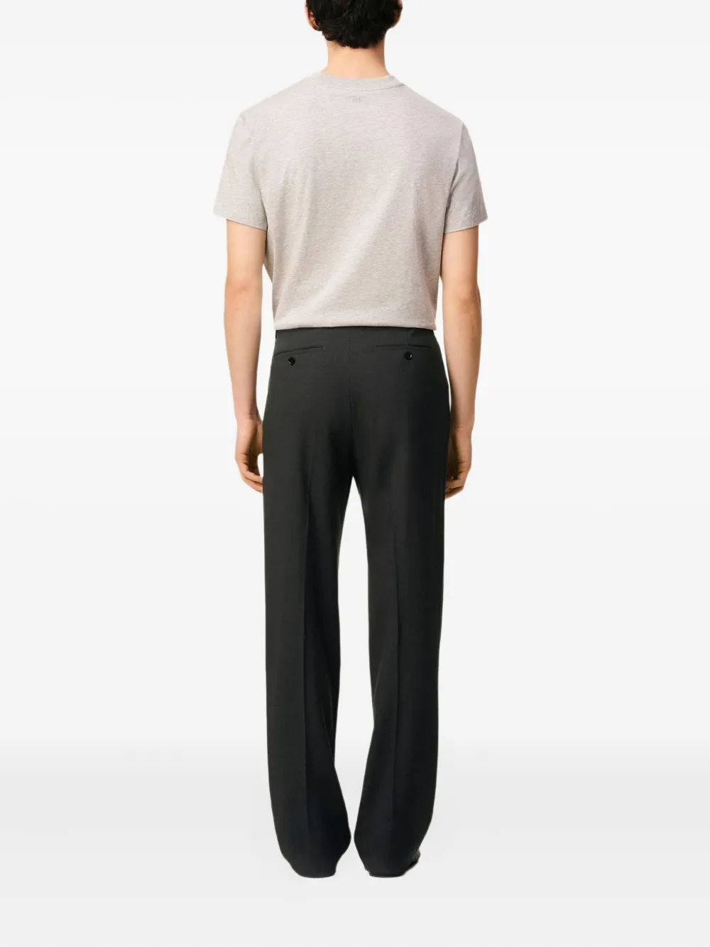 Ami Alexandre Mattiussi Straight Fit Trousers In Light Wool Twill. In Black