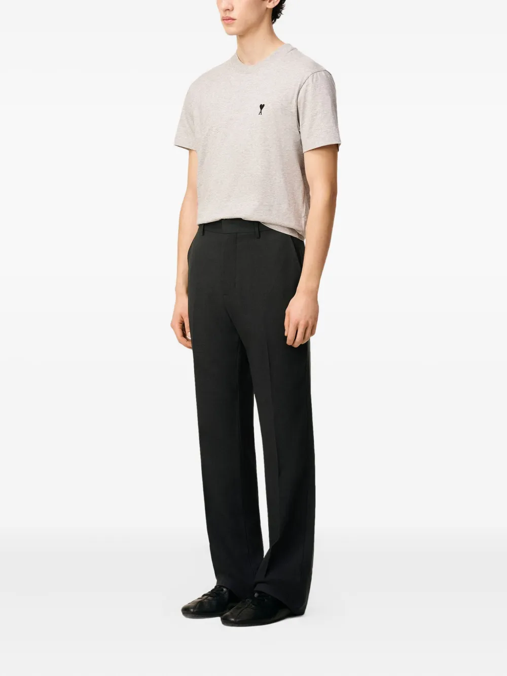 Ami Alexandre Mattiussi Straight Fit Trousers In Light Wool Twill. In Black