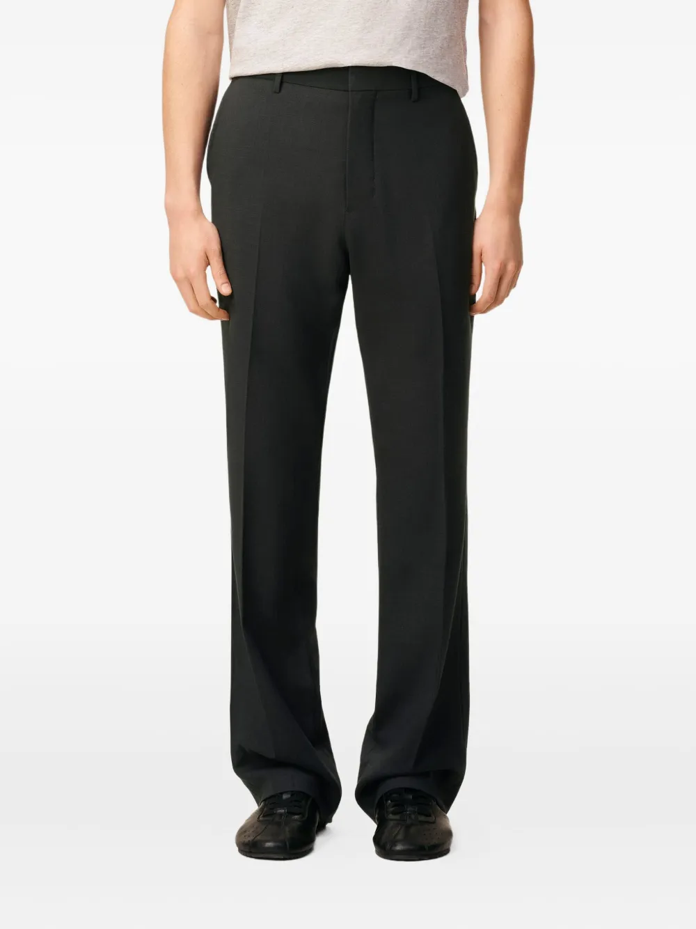 Ami Alexandre Mattiussi Straight Fit Trousers In Light Wool Twill. In Black