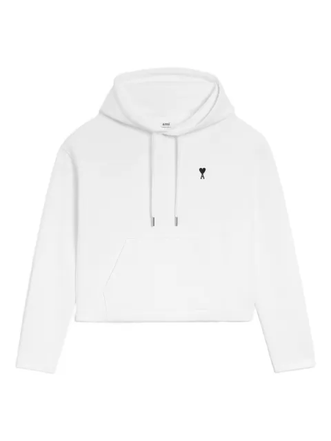 AMI Paris heart-embroidered cotton-fleece hoodie