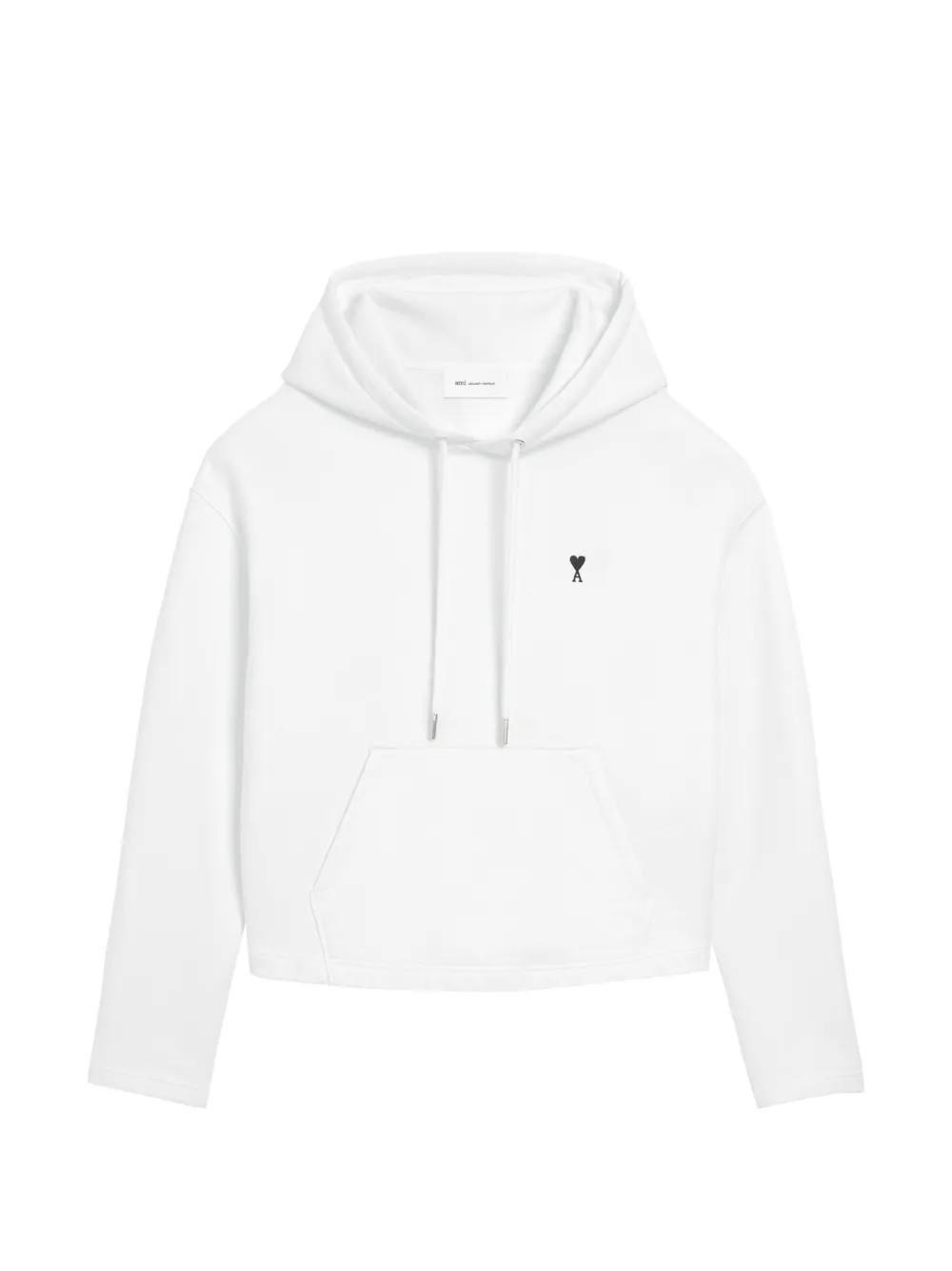AMI Paris Felpa con cappuccio e ricamo a cuori in pile di cotone - Bianco