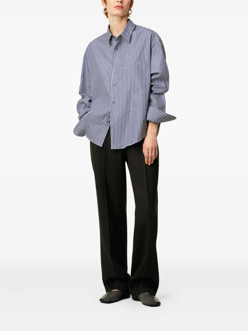 AMI Paris Ami de Coeur-embroidered stripe-pattern shirt | Women | Image 2