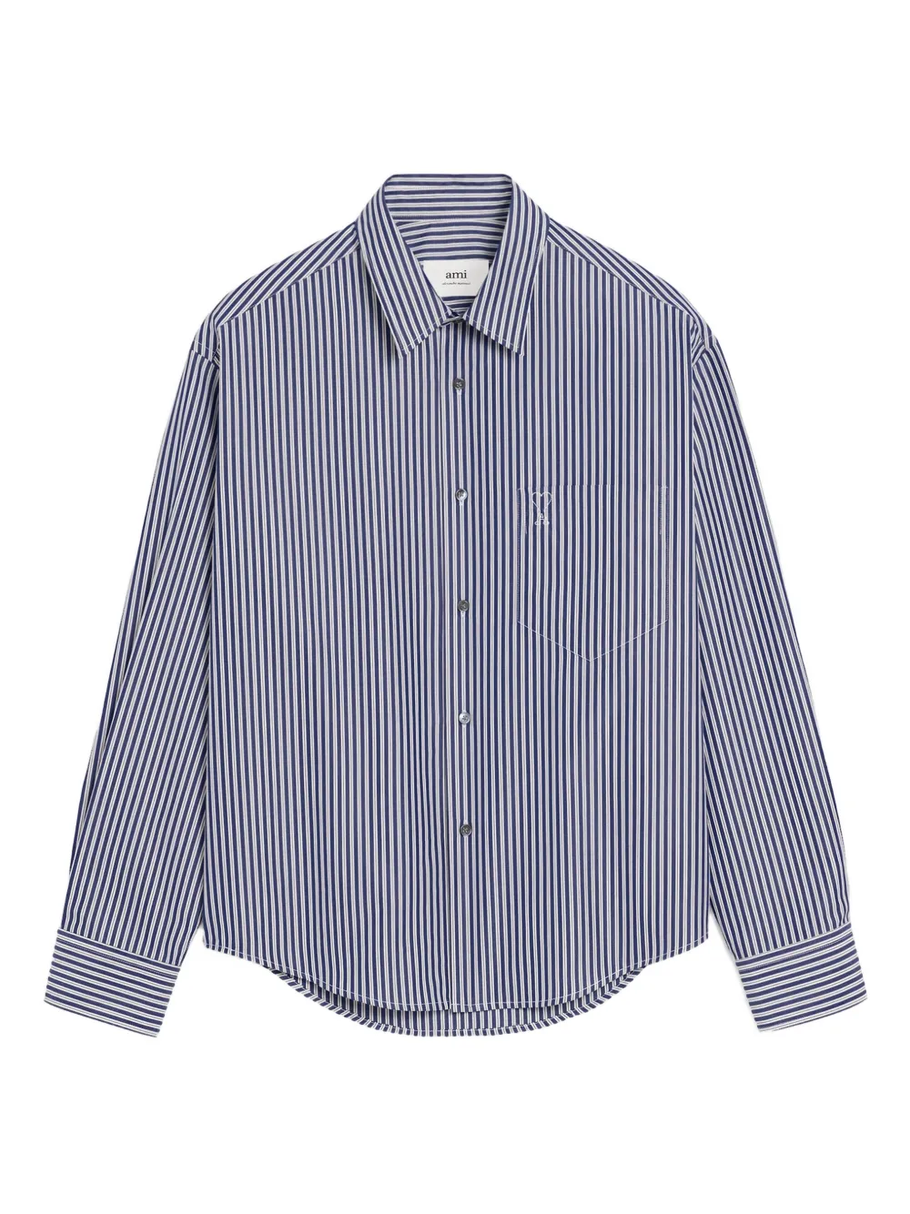 AMI Paris Ami de Coeur-embroidered stripe-pattern shirt | Blue | Image 1