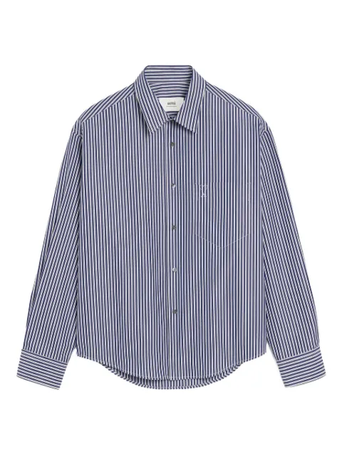 AMI Paris Ami de Coeur-embroidered stripe-pattern shirt