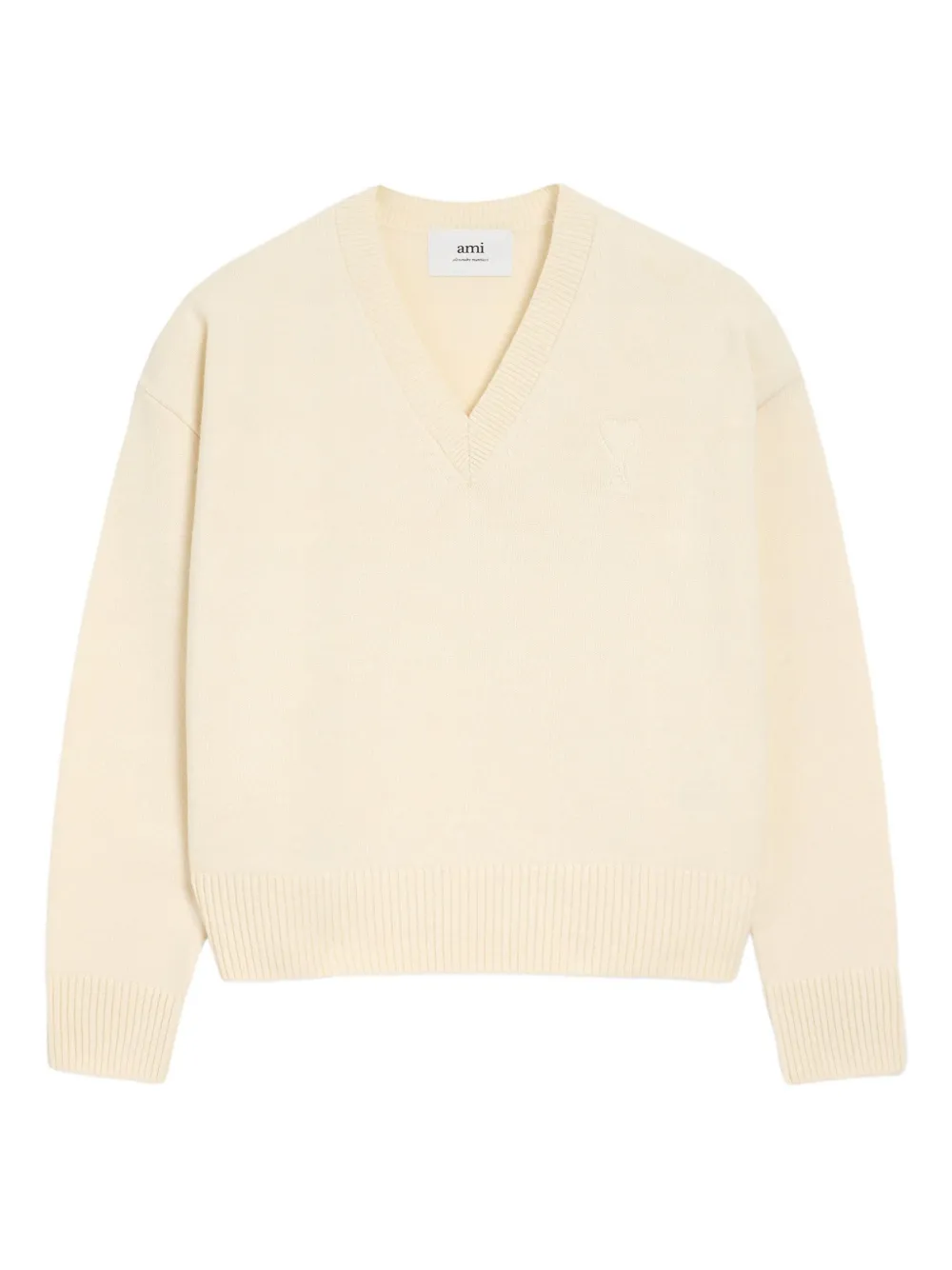 AMI Paris Ami de Coeur trui met V-hals Beige