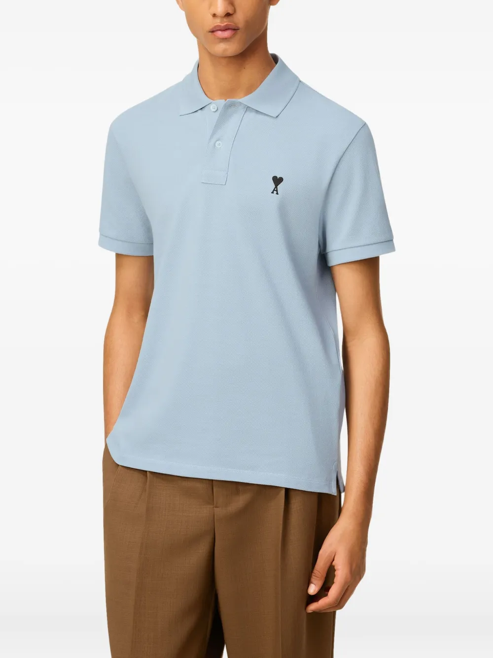 AMI Paris Poloshirt met borduurwerk Blauw