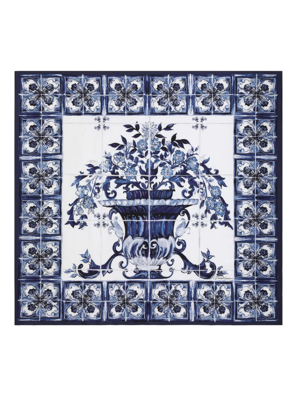 Dolce & Gabbana Majolica-print scarf Blauw