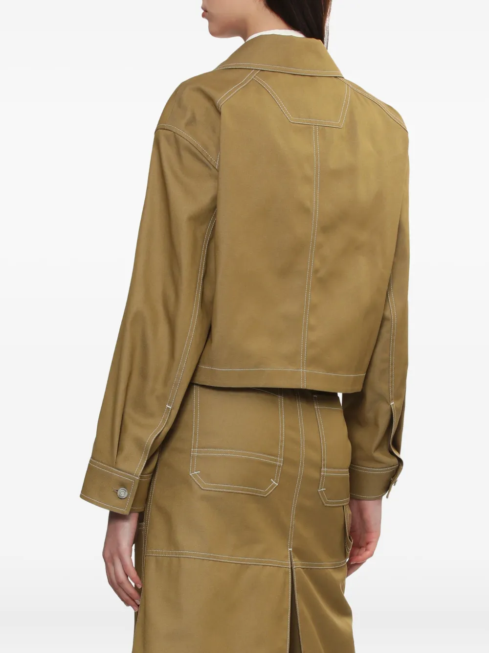 Juun.J Cropped jack met contrasterende stiksels Beige
