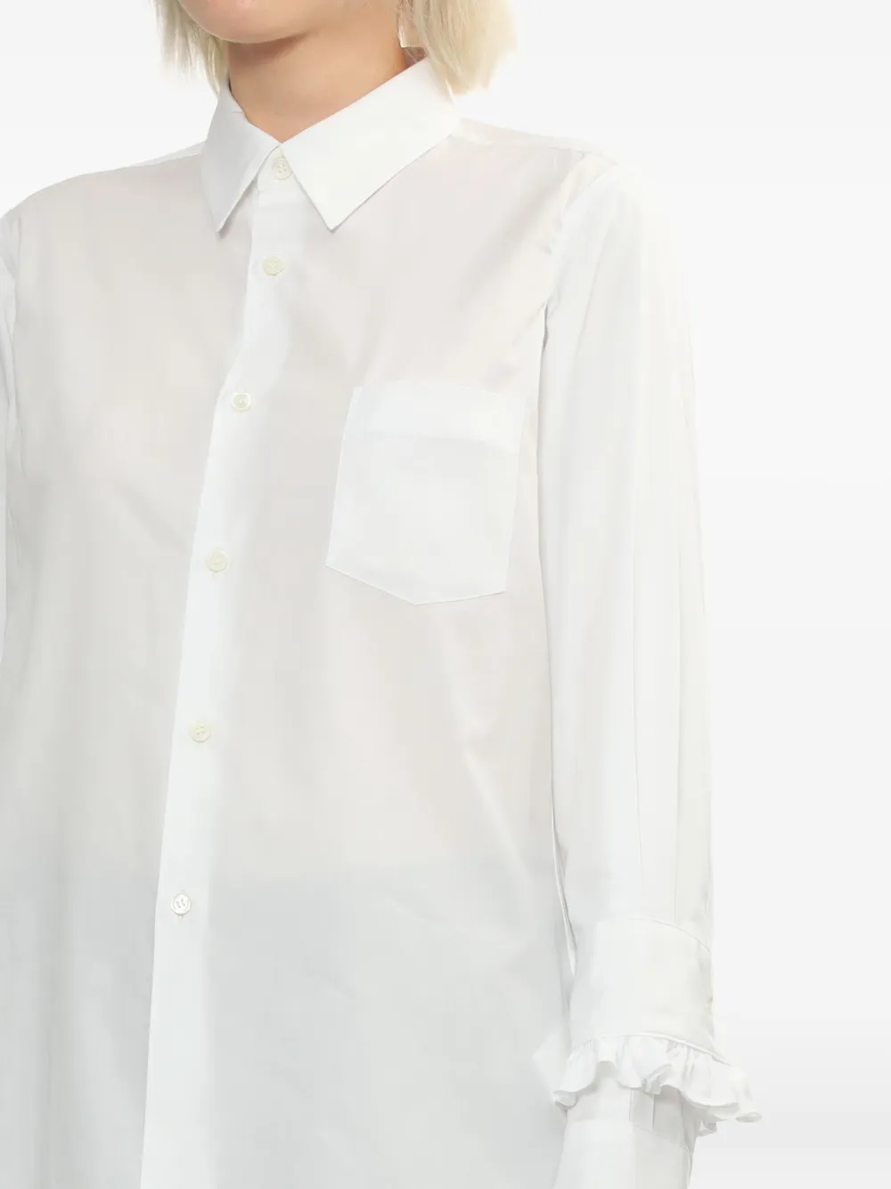 Comme Des Garçons Comme Des Garçons Blouse met borstzak en ruches Wit