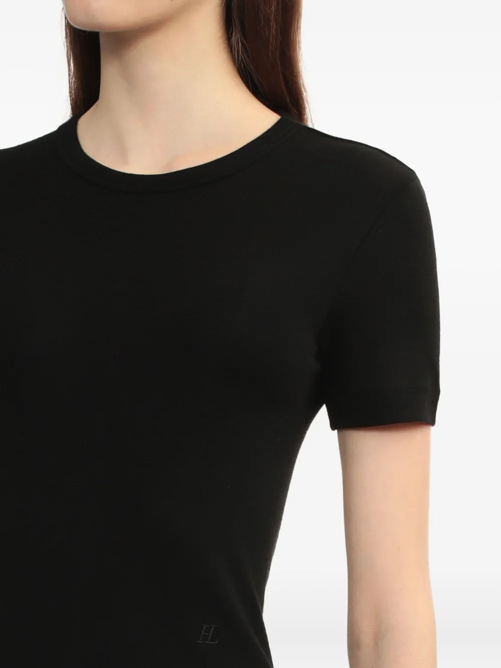 Helmut Lang Top met ronde hals en korte mouwen Zwart