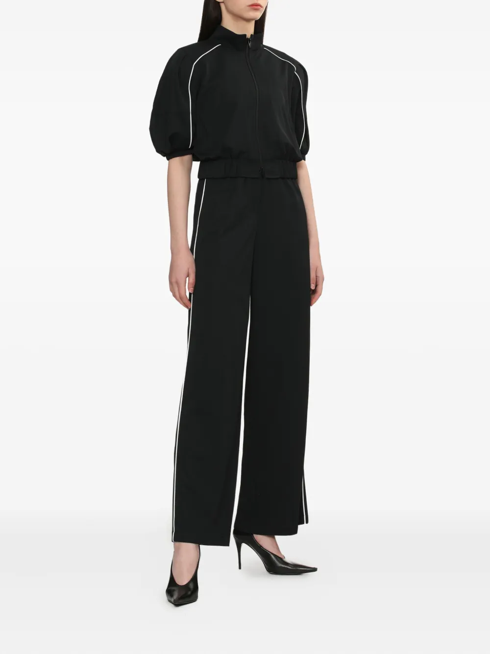 Juun.J puff-sleeve zip-up jacket Zwart