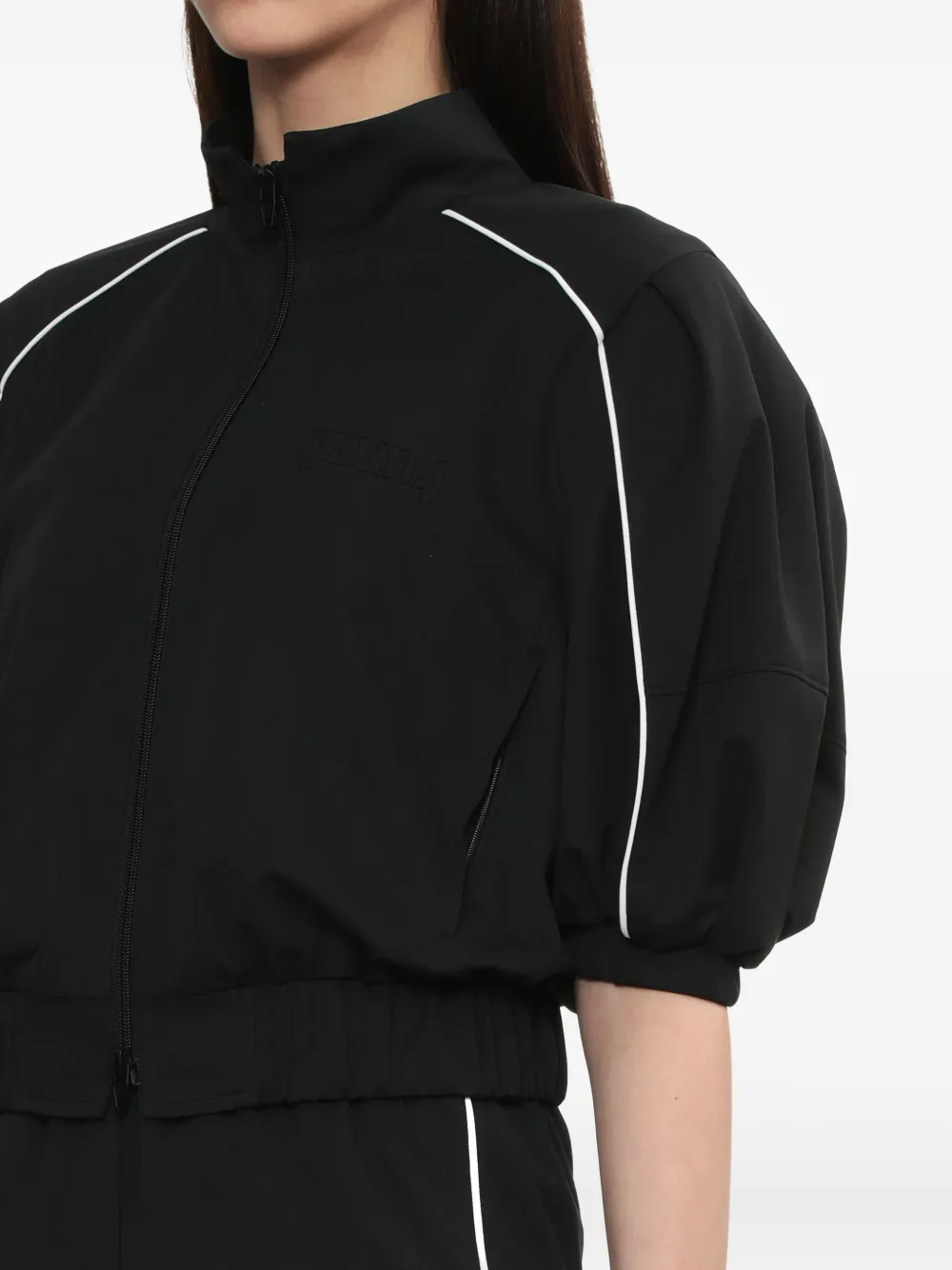 Juun.J puff-sleeve zip-up jacket Zwart