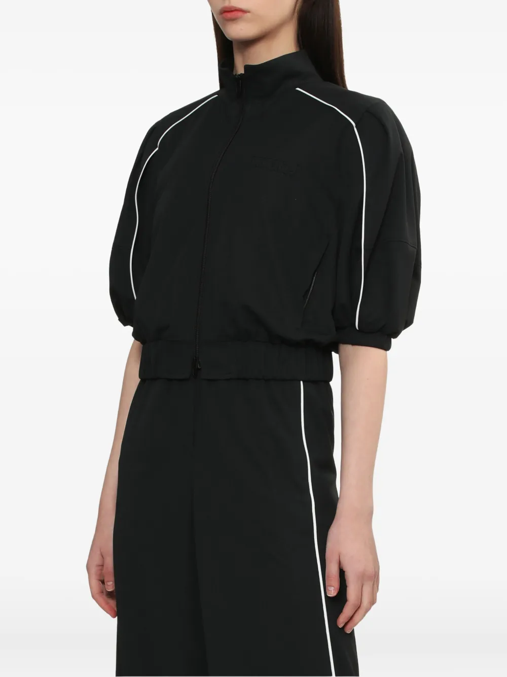 Juun.J puff-sleeve zip-up jacket Zwart