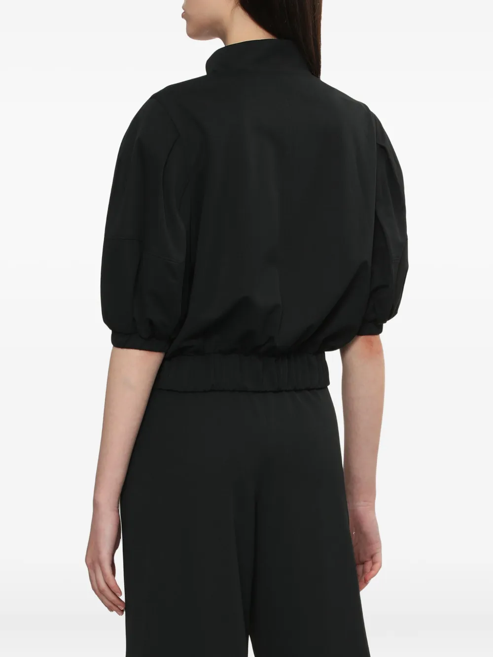 Juun.J puff-sleeve zip-up jacket Zwart