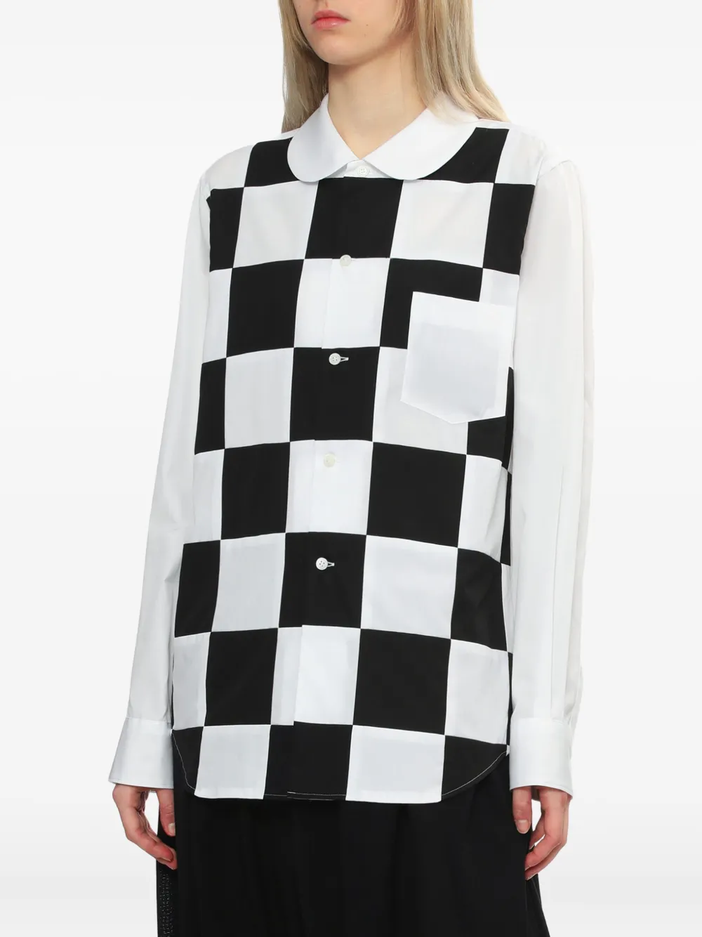 Comme Des Garçons Comme Des Garçons Geruite blouse met Peter Pan-kraag Wit