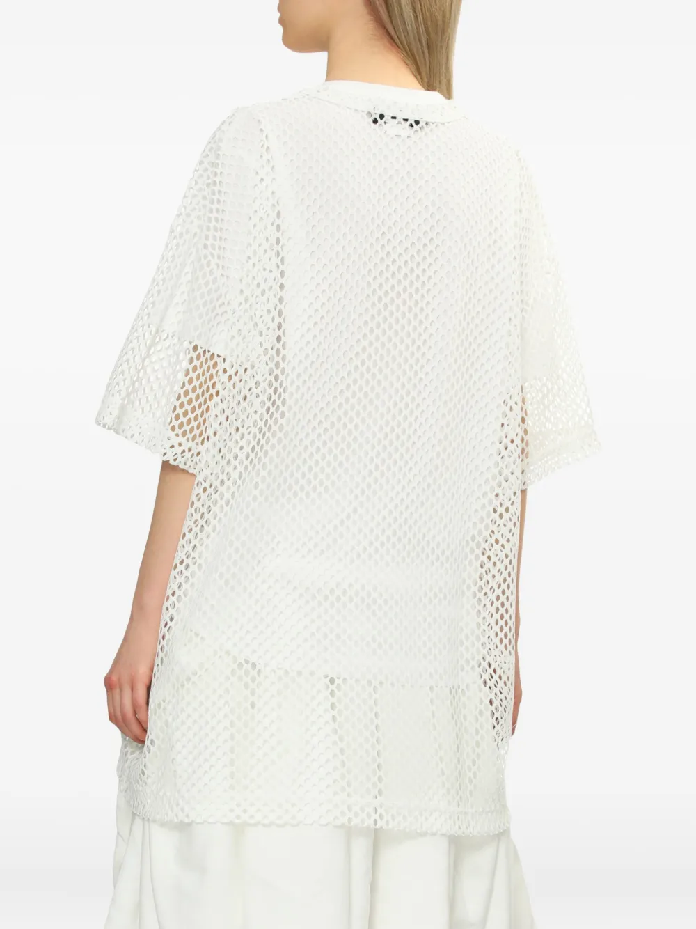 Black Comme Des Garçons Mesh-panel T-shirt In White