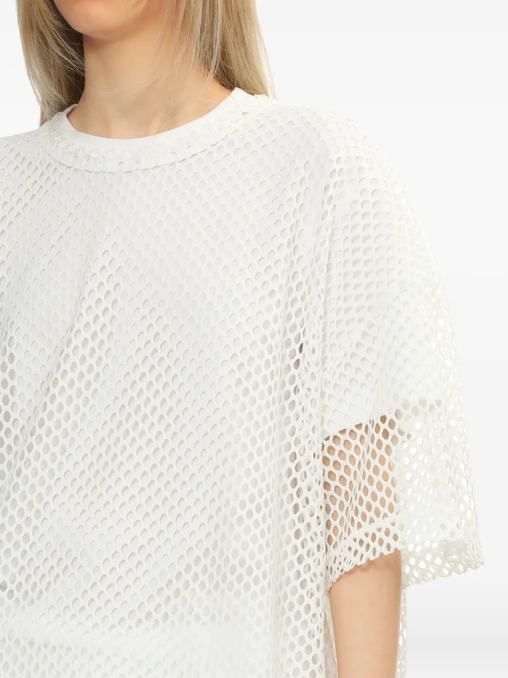Black Comme Des Garçons Mesh-panel T-shirt In White