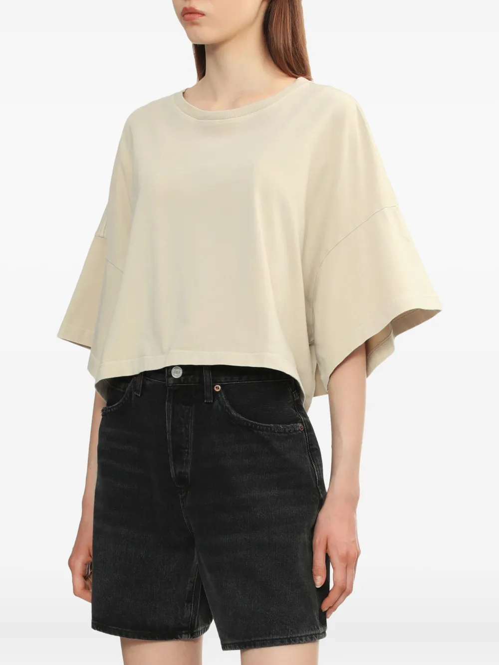 AGOLDE short-sleeve cropped T-shirt Beige