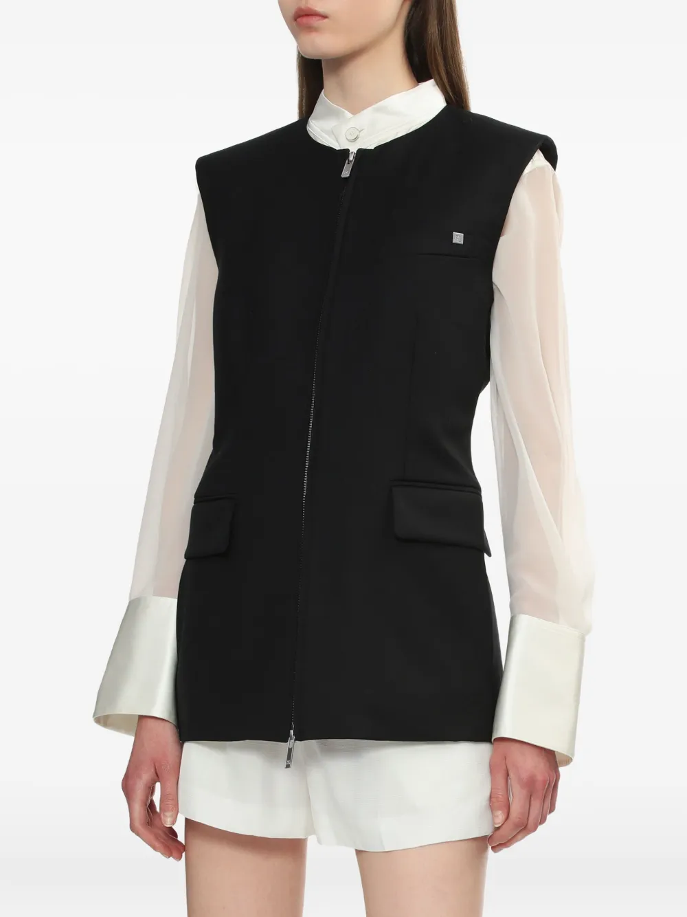 Helmut Lang Top met klepzakken en rits Zwart