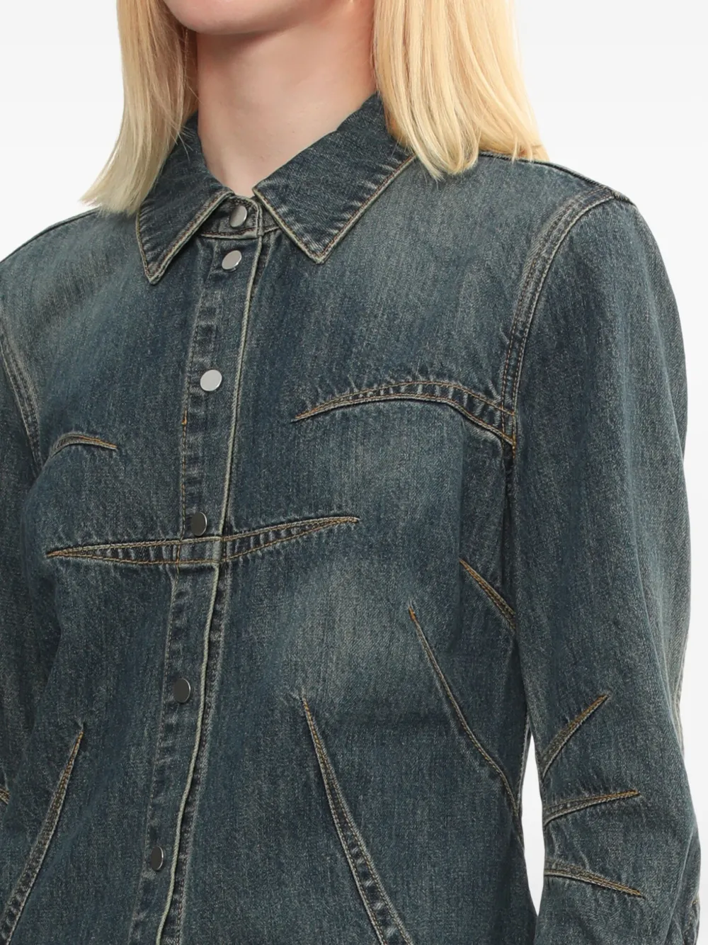 Helmut Lang denim panelled shirt Blauw