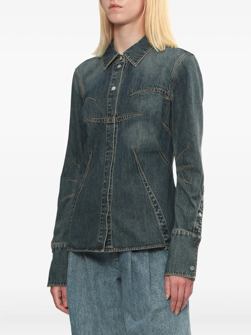 Helmut Lang denim panelled shirt Blauw